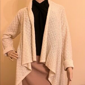 Ivanka Trump Cream Open Knit Cardigan